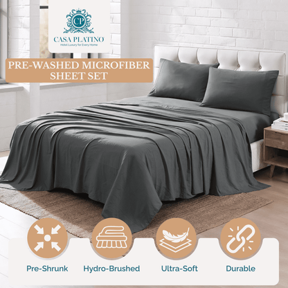Washed Microfiber Sheet Set cp-gallery: color=Charcoal