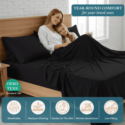 Washed Microfiber Sheet Set cp-gallery: color=Black