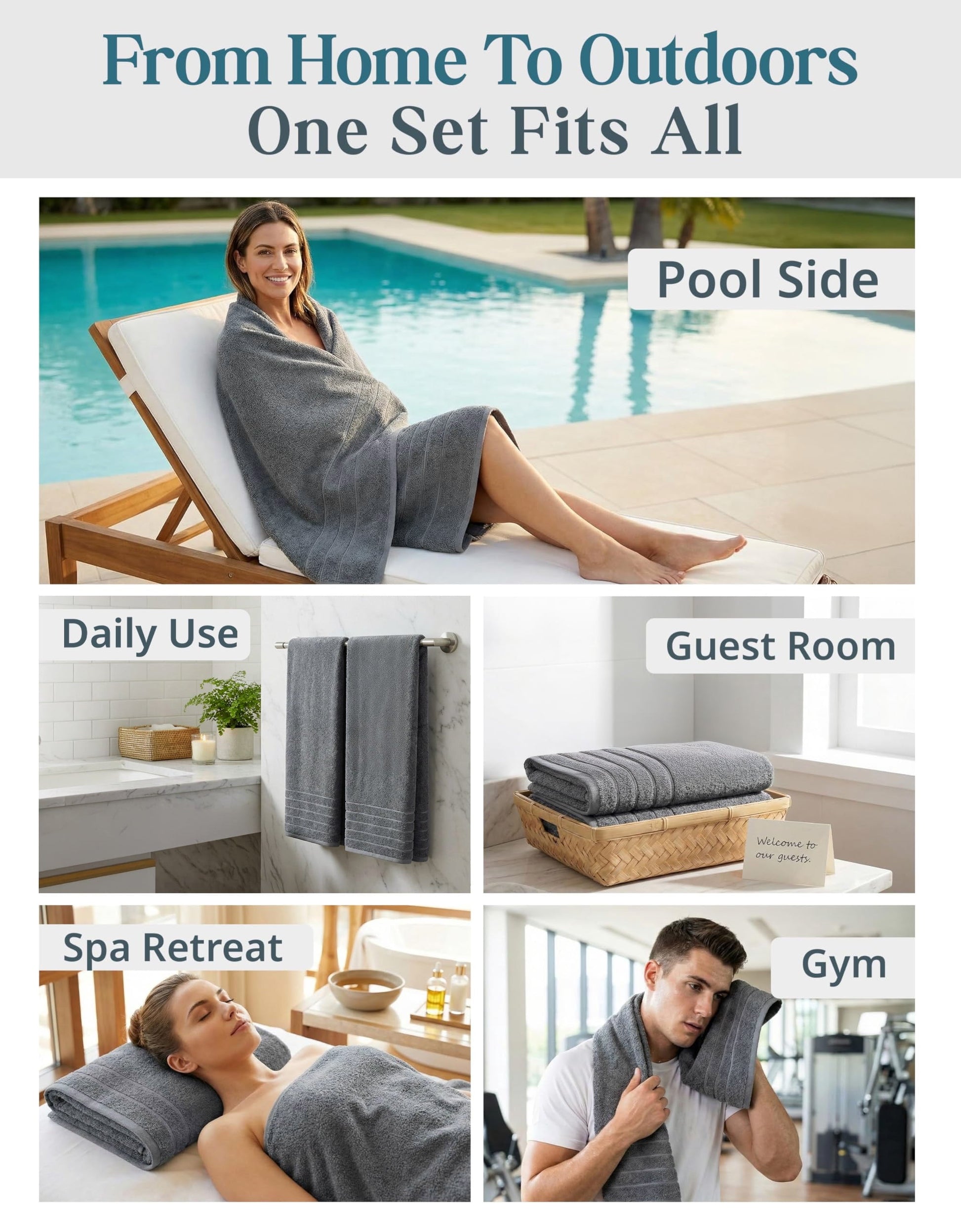 4-Piece Cotton Bath Towels Set