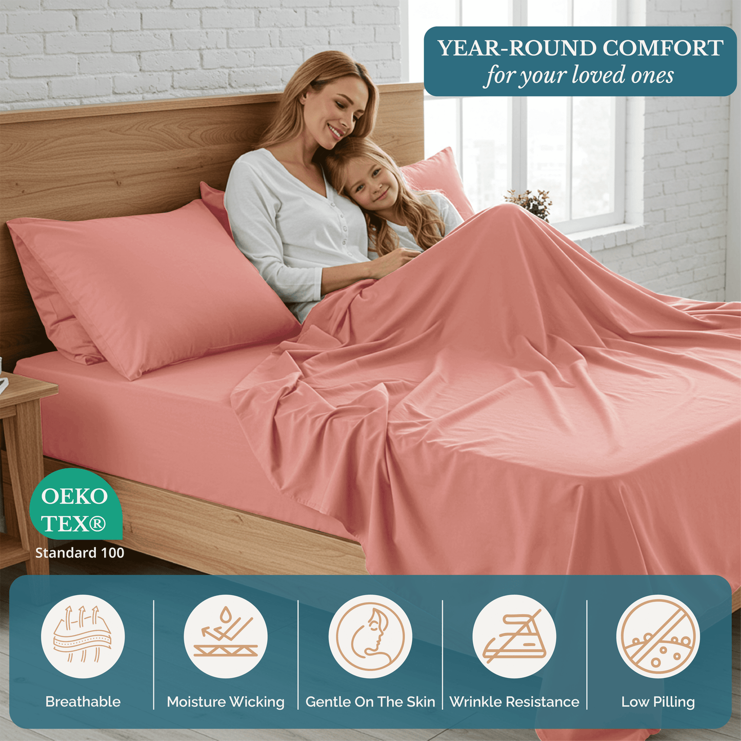 Washed Microfiber Sheet Set cp-gallery: color=Rose Dawn