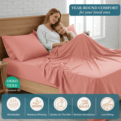 Washed Microfiber Sheet Set cp-gallery: color=Rose Dawn