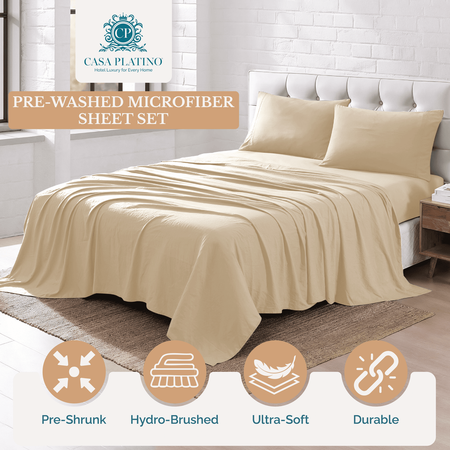 Washed Microfiber Sheet Set cp-gallery: color=Linen