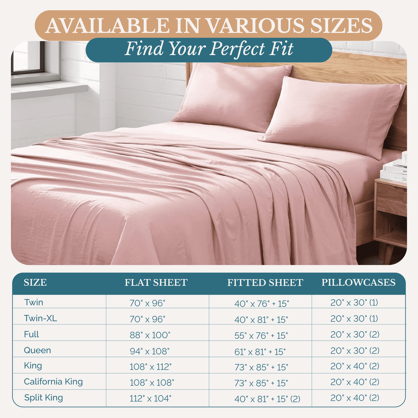 Washed Microfiber Sheet Set cp-gallery: color=Sepia Rose; size=Split King