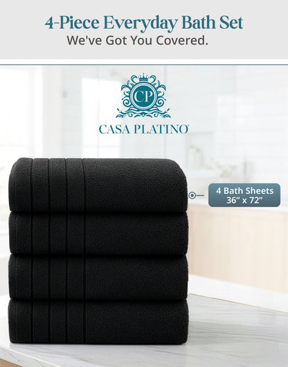 4-Piece Oversized Bath Sheets Set cp-gallery: color=Black; size=4 Piece Set