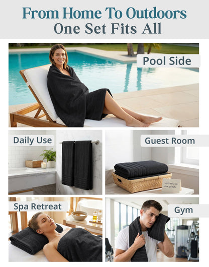 2-Piece Oversized Bath Sheets Set cp-gallery: color=Black; size=2 Piece Set