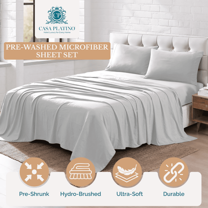 Washed Microfiber Sheet Set cp-gallery: color=Silver