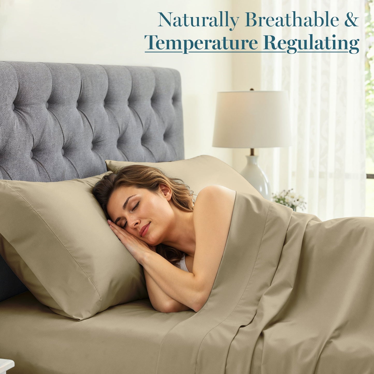 1000 Thread Count Egyptian Cotton Sheet Set cp-gallery: color=Linen; size=King