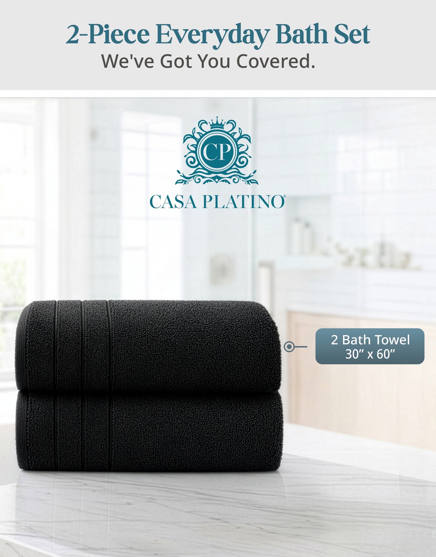 2-Piece Cotton Bath Towels Set cp-gallery: color=Black; size=2 Piece Set