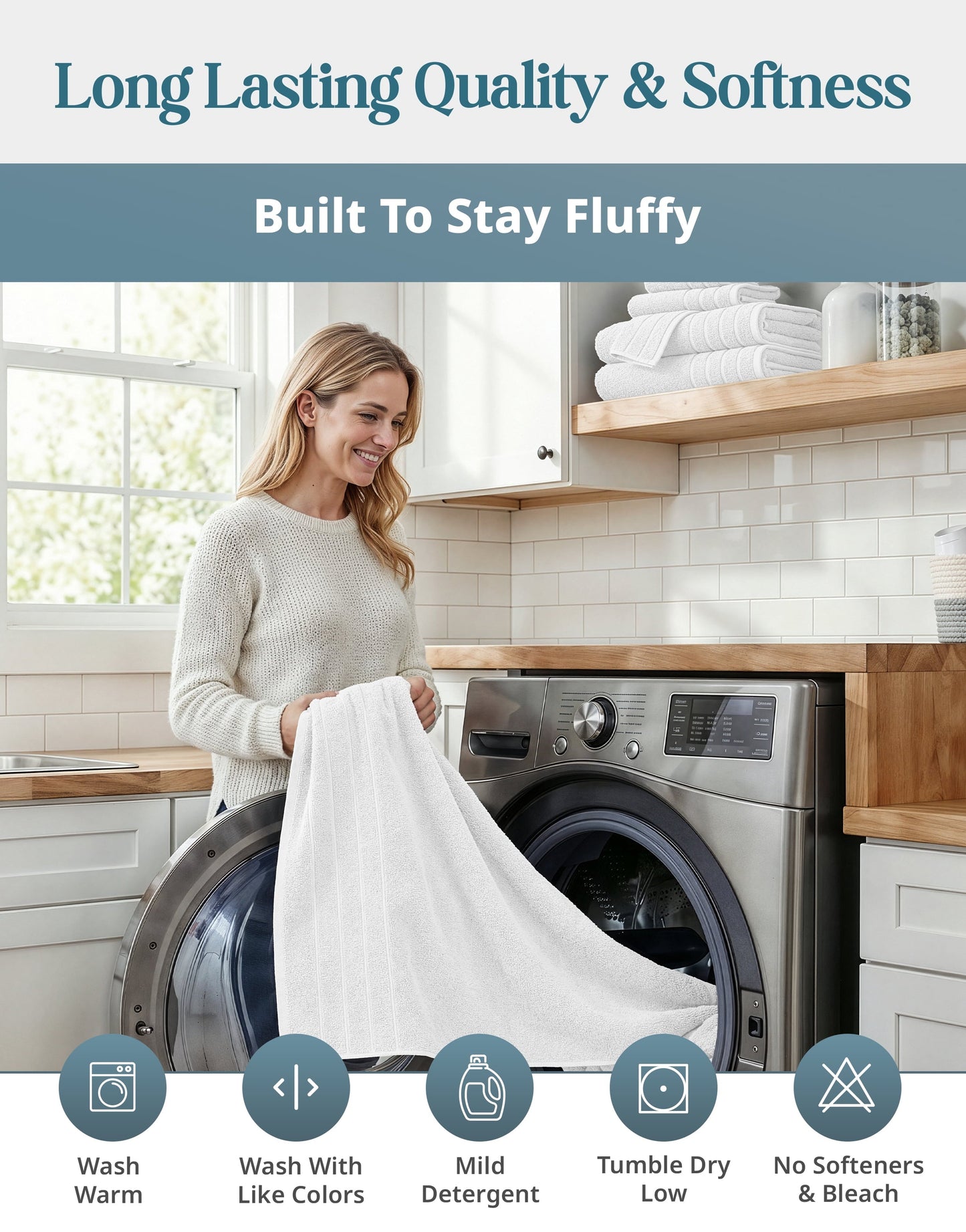 2-Piece Cotton Bath Towels Set cp-gallery: color=White; size=2 Piece Set