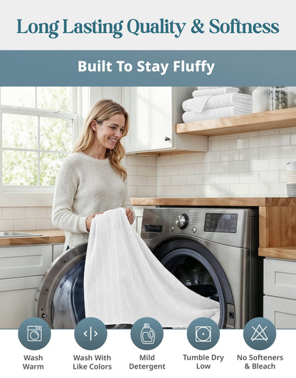 2-Piece Cotton Bath Towels Set cp-gallery: color=White; size=2 Piece Set