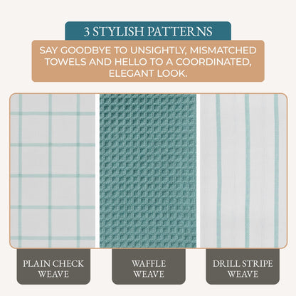 Multi-Weave Kitchen Towel Set cp-gallery: color=Aqua