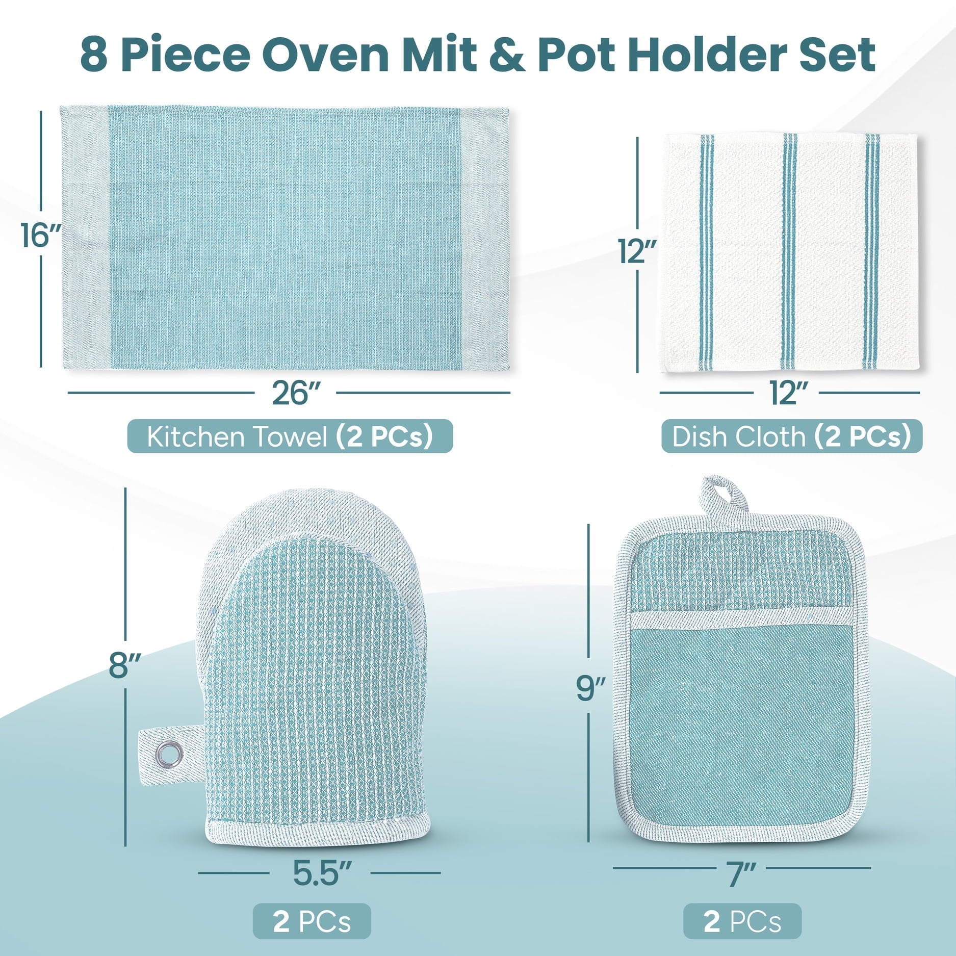 Kitchen Set - Oven Mitts, Pot Holders & Towels