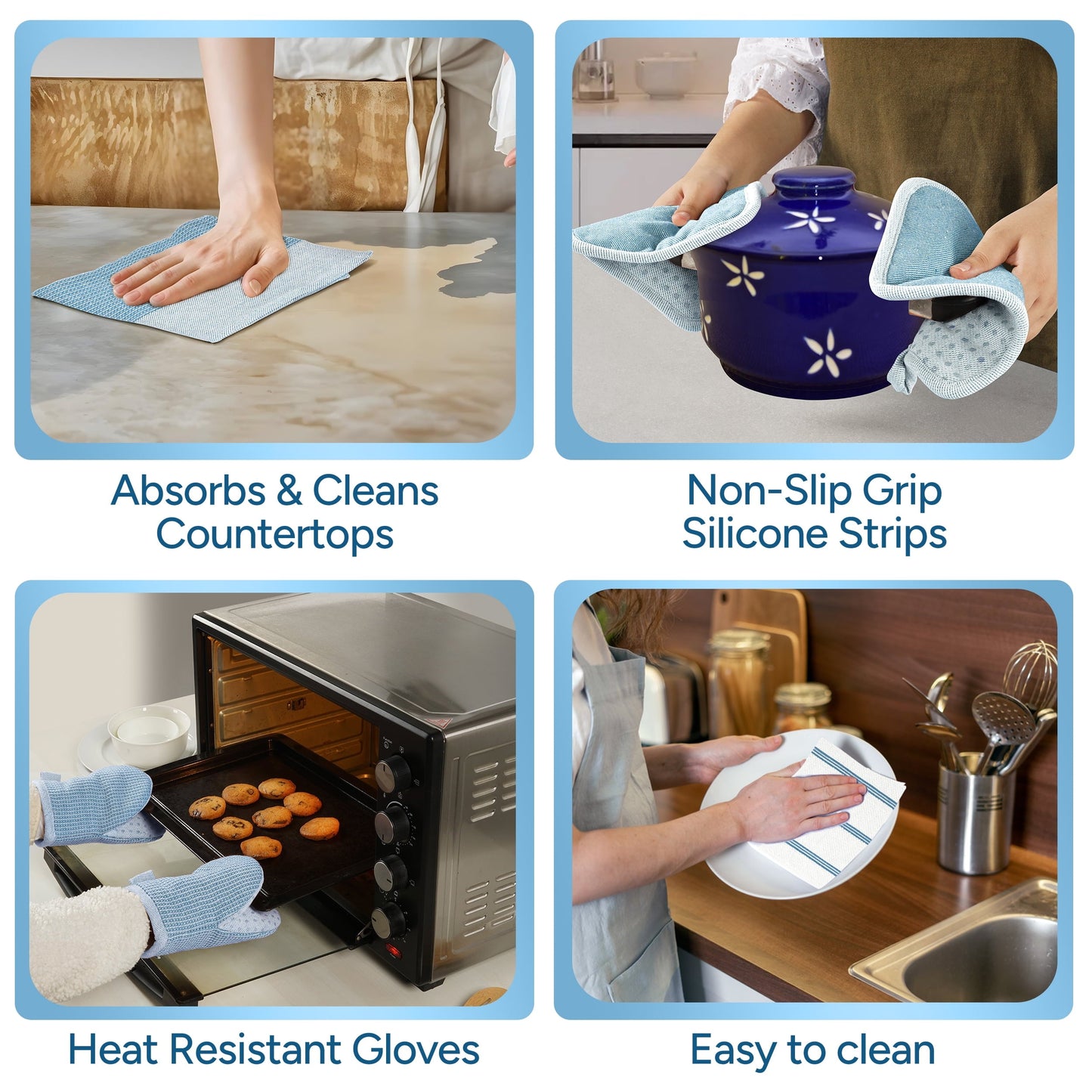 Kitchen Set - Oven Mitts, Pot Holders & Towels cp-gallery: color=Cornflower; size=8 Piece Set