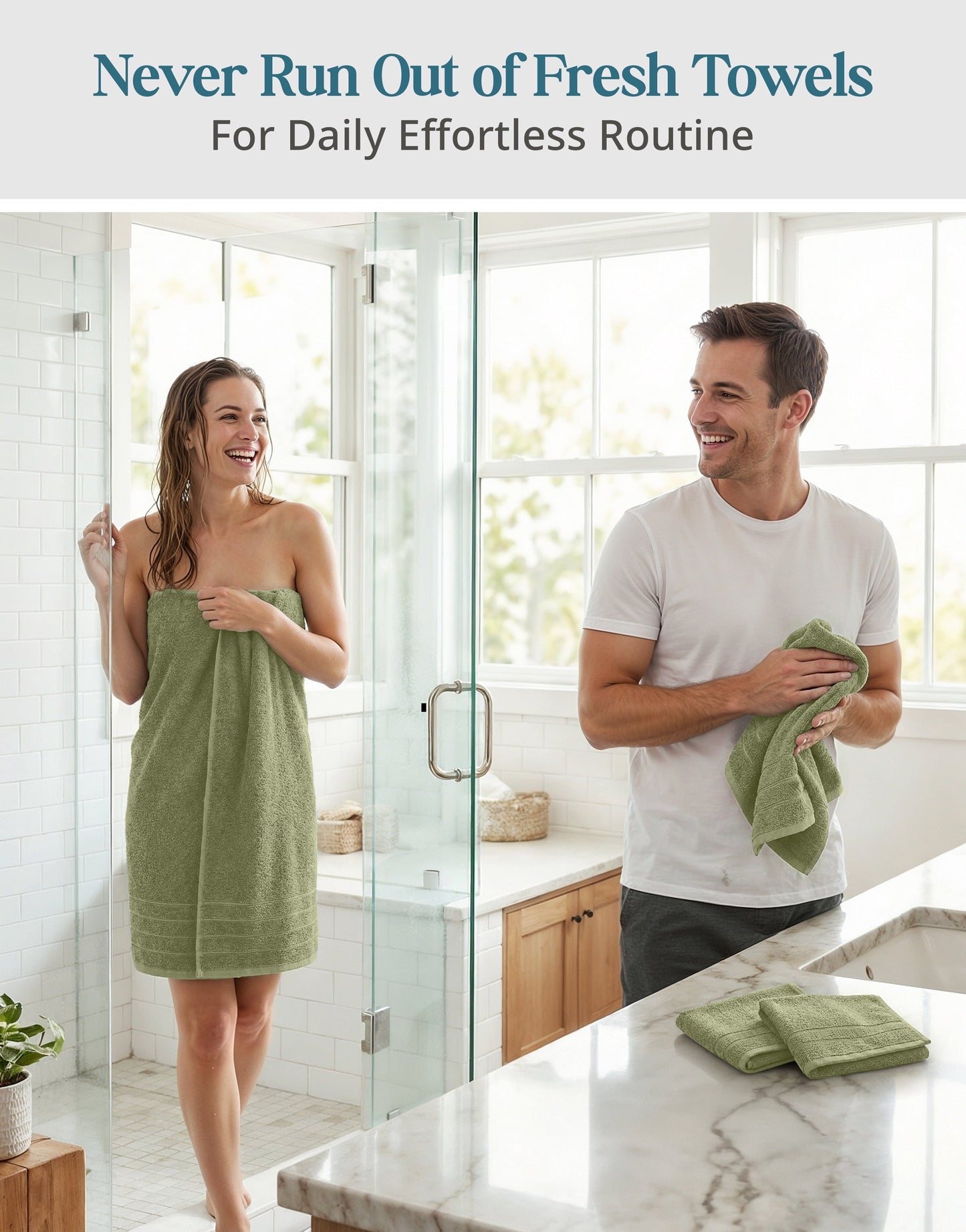 8-Piece Cotton Bath Towel Set cp-gallery: color=Oil Green; size=8 Piece Set