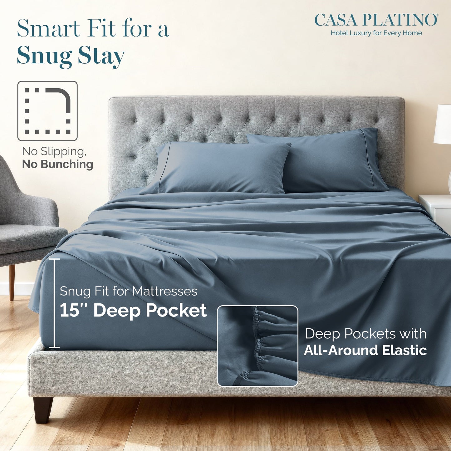 1000 Thread Count Egyptian Cotton Sheet Set cp-gallery: color=Dark Denim; size=California King