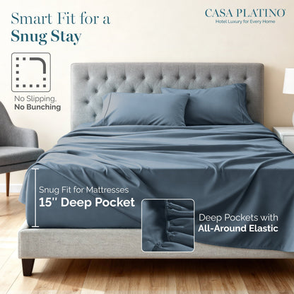1000 Thread Count Egyptian Cotton Sheet Set cp-gallery: color=Dark Denim; size=California King