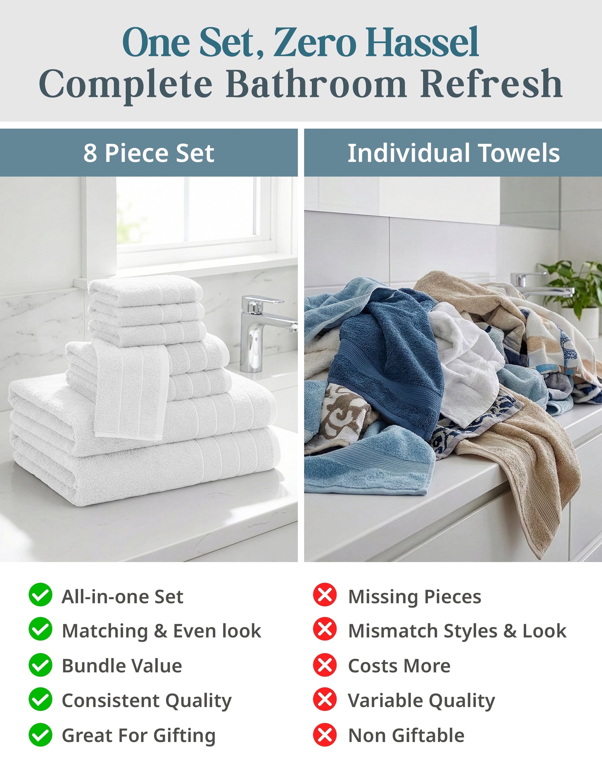 8-Piece Cotton Bath Towel Set