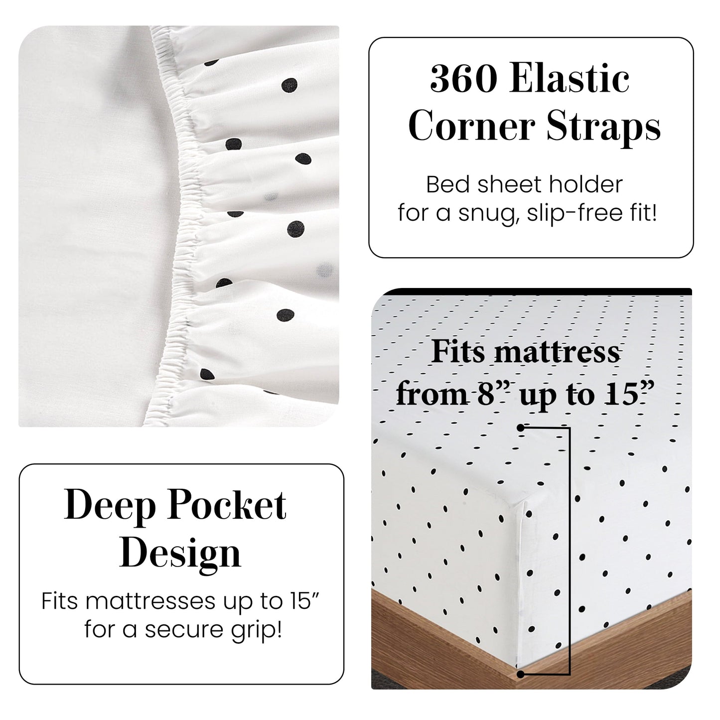Percale Cotton Sheet Set cp-gallery: color=Polka Dot Black