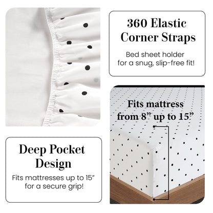 Percale Cotton Sheet Set cp-gallery: color=Polka Dot Black