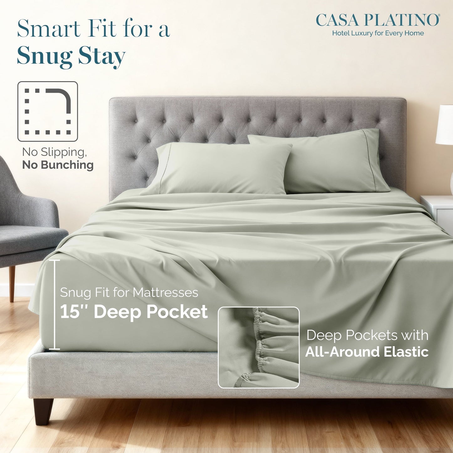 1000 Thread Count Egyptian Cotton Sheet Set cp-gallery: color=Mineral