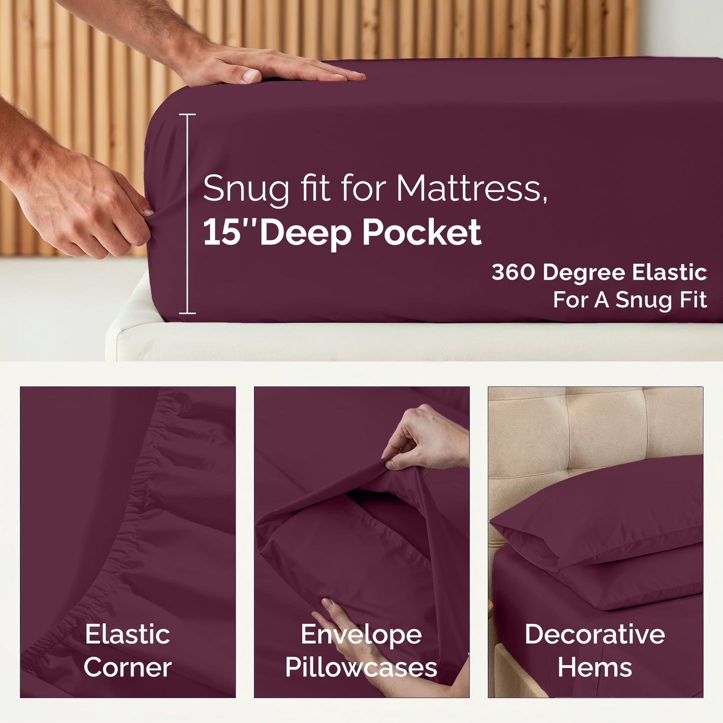 450 Thread Count Cotton Sheet Set cp-gallery: color=Windsor Wine