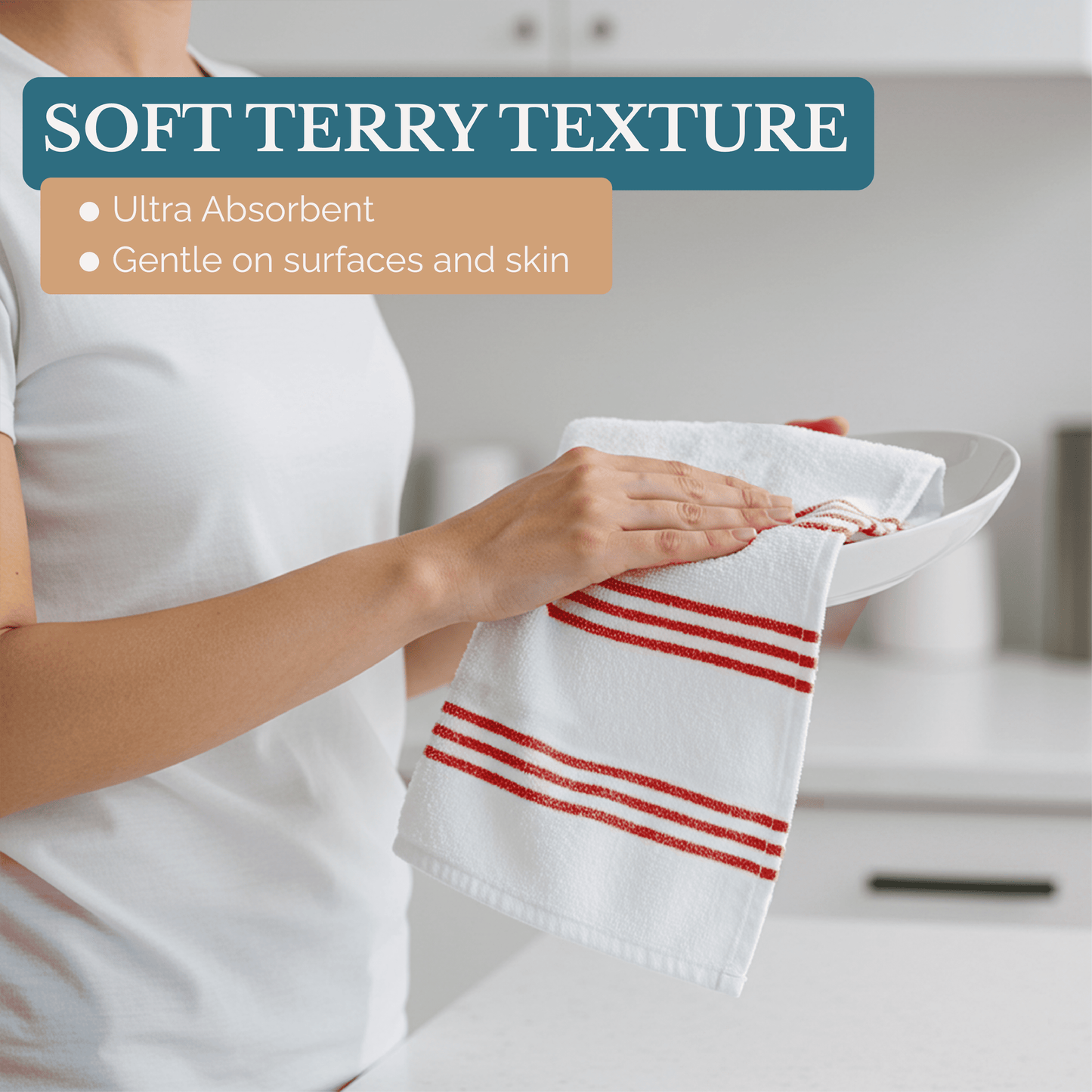 Terry Kitchen Towel Set cp-gallery: color=Red; size=8 Piece Set