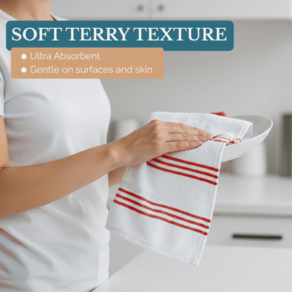 Terry Kitchen Towel Set cp-gallery: color=Red; size=8 Piece Set