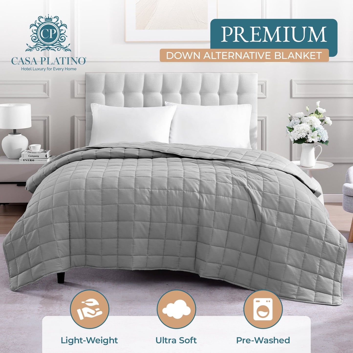 Quilted Bed Blanket cp-gallery: color=Silver