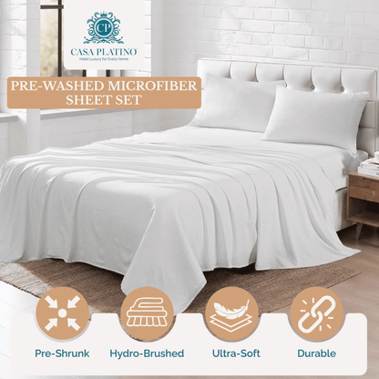 Washed Microfiber Sheet Set cp-gallery: color=Stripe Silver; size=Split King