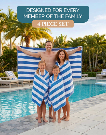 4-Piece Cabana Beach Towel Set cp-gallery: color=Light Blue; size=4 Piece Set