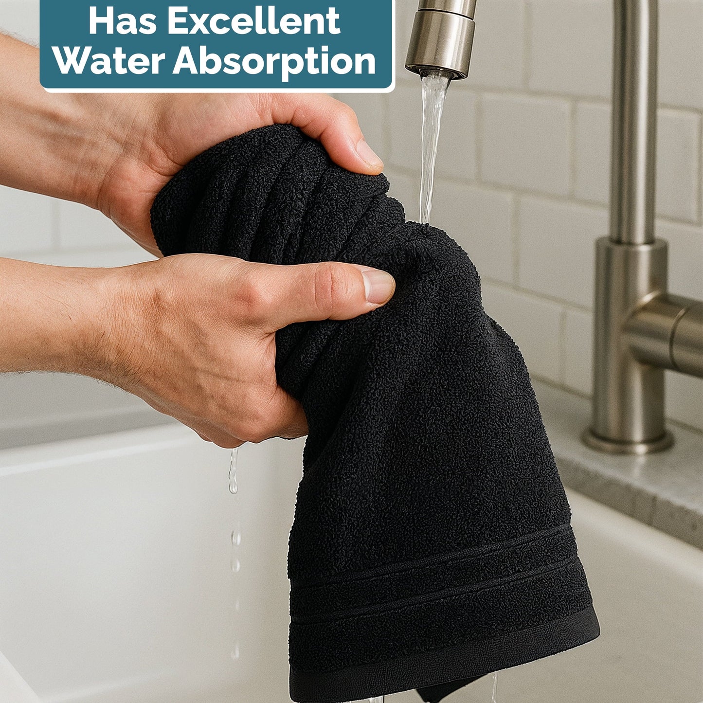 4-Piece Cotton Hand Towels Set cp-gallery: color=Black; size=4 Piece Set