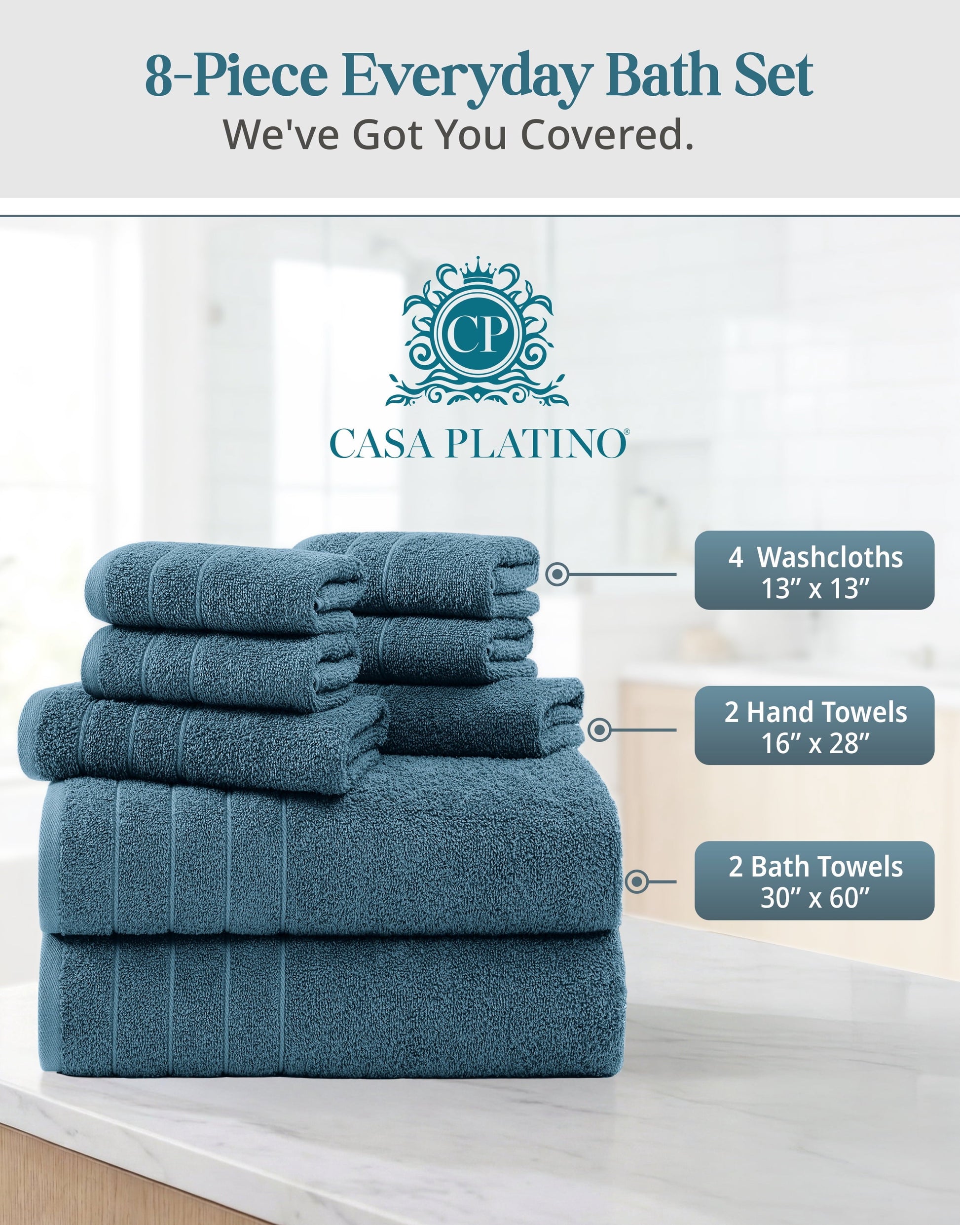 8-Piece Cotton Bath Towel Set