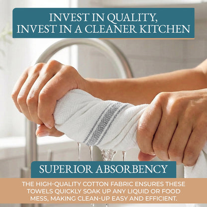 Herringbone Kitchen Towel Set cp-gallery: color=Grey Stripe; size=12 Piece Set