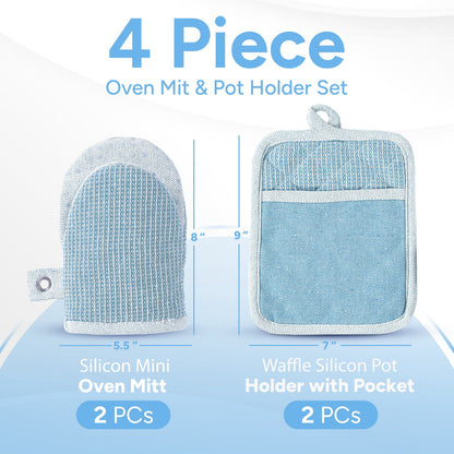 Kitchen Set - Oven Mitts, Pot Holders & Towels cp-gallery: color=Cornflower; size=4 Piece Set