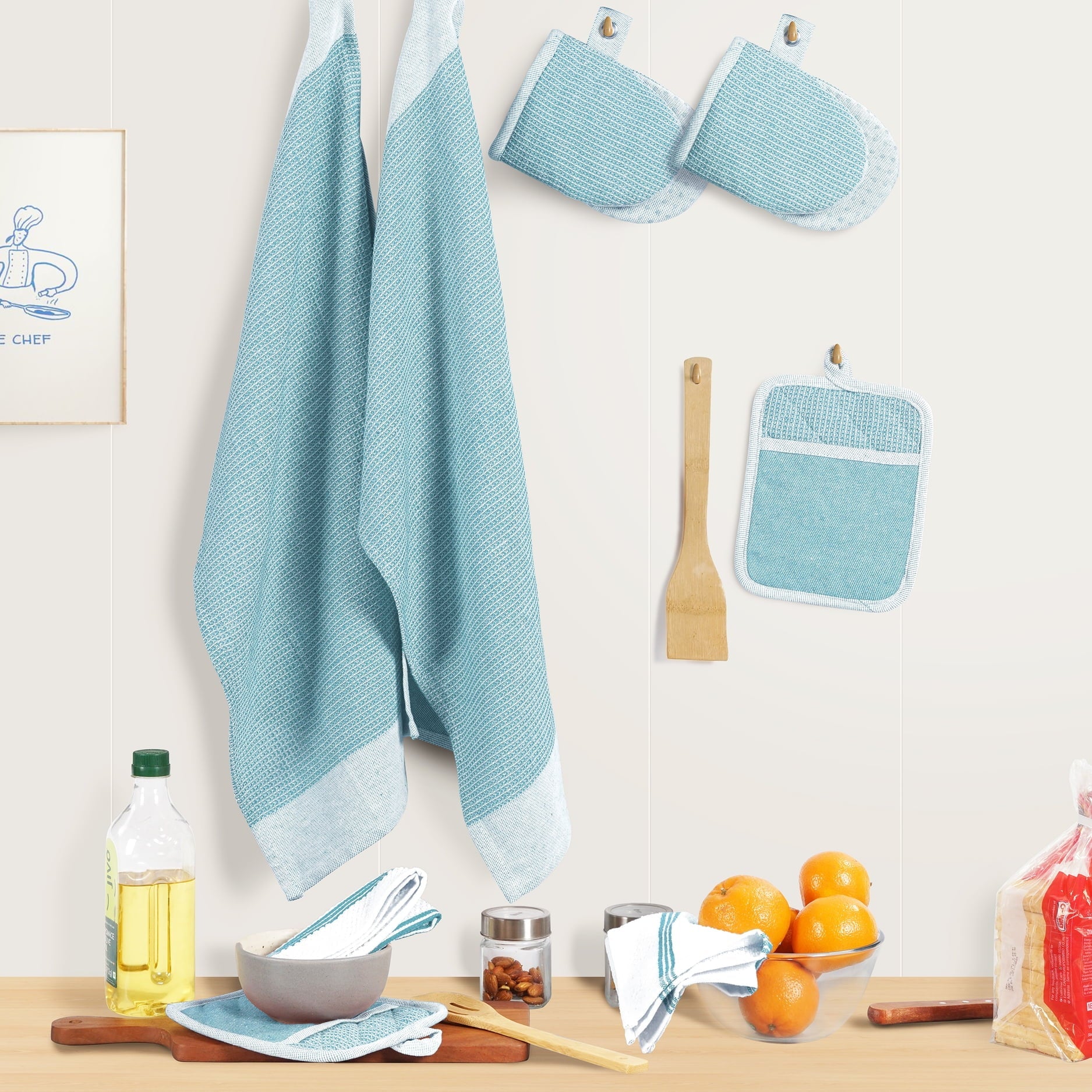 Kitchen Set - Oven Mitts, Pot Holders & Towels