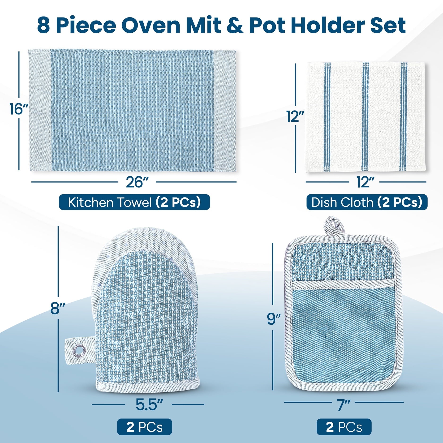 Kitchen Set - Oven Mitts, Pot Holders & Towels