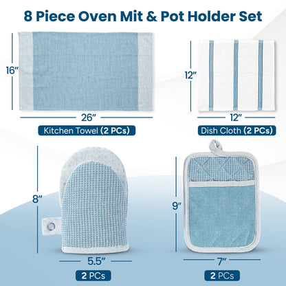 Kitchen Set - Oven Mitts, Pot Holders & Towels cp-gallery: color=Cornflower; size=8 Piece Set