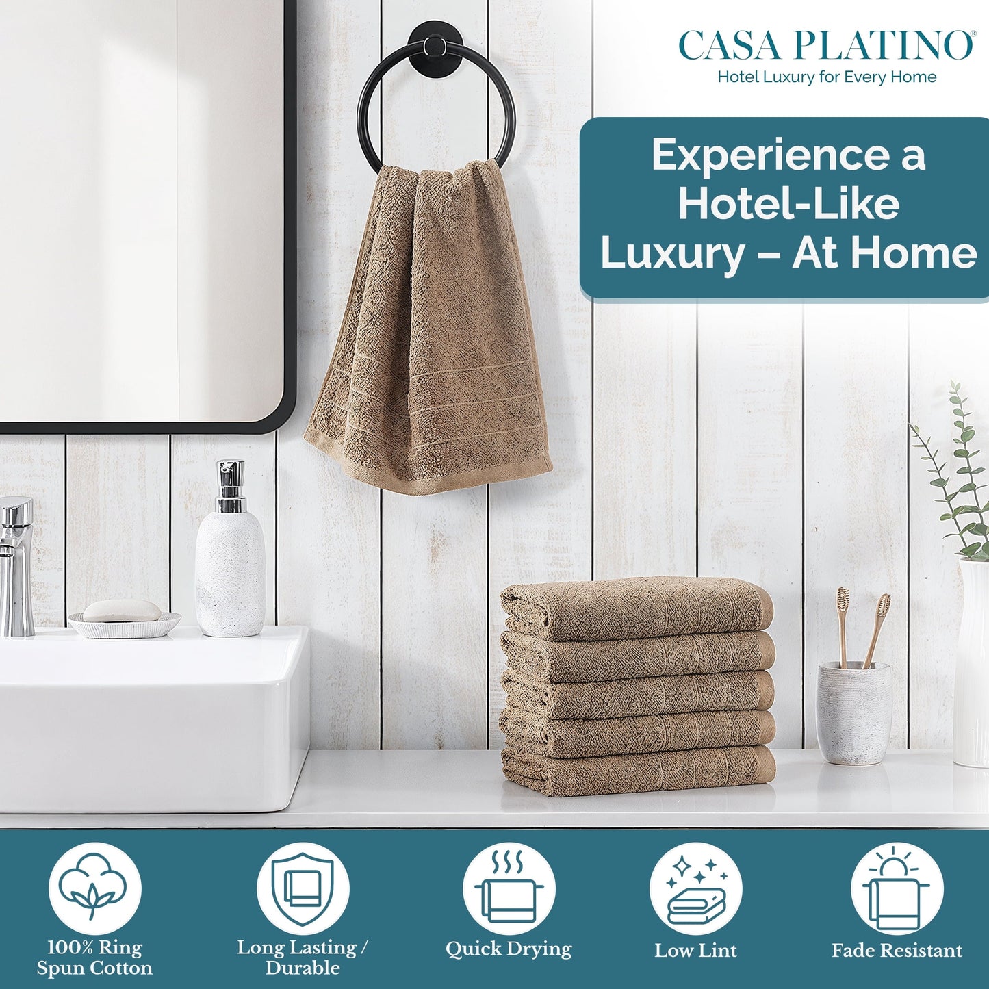 6-Piece Cotton Hand Towels Set cp-gallery: color=Taupe; size=6 Piece Set