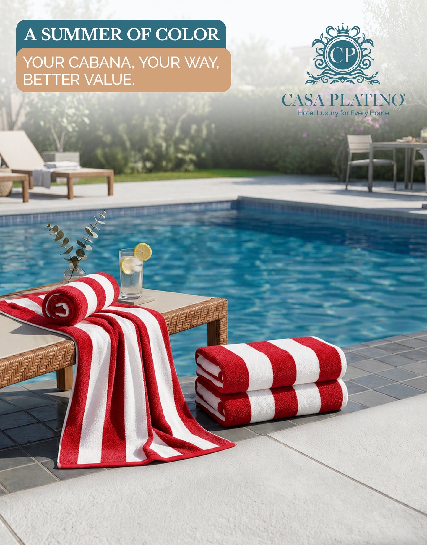 4-Piece Cabana Beach Towel Set cp-gallery: color=Red; size=4 Piece Set