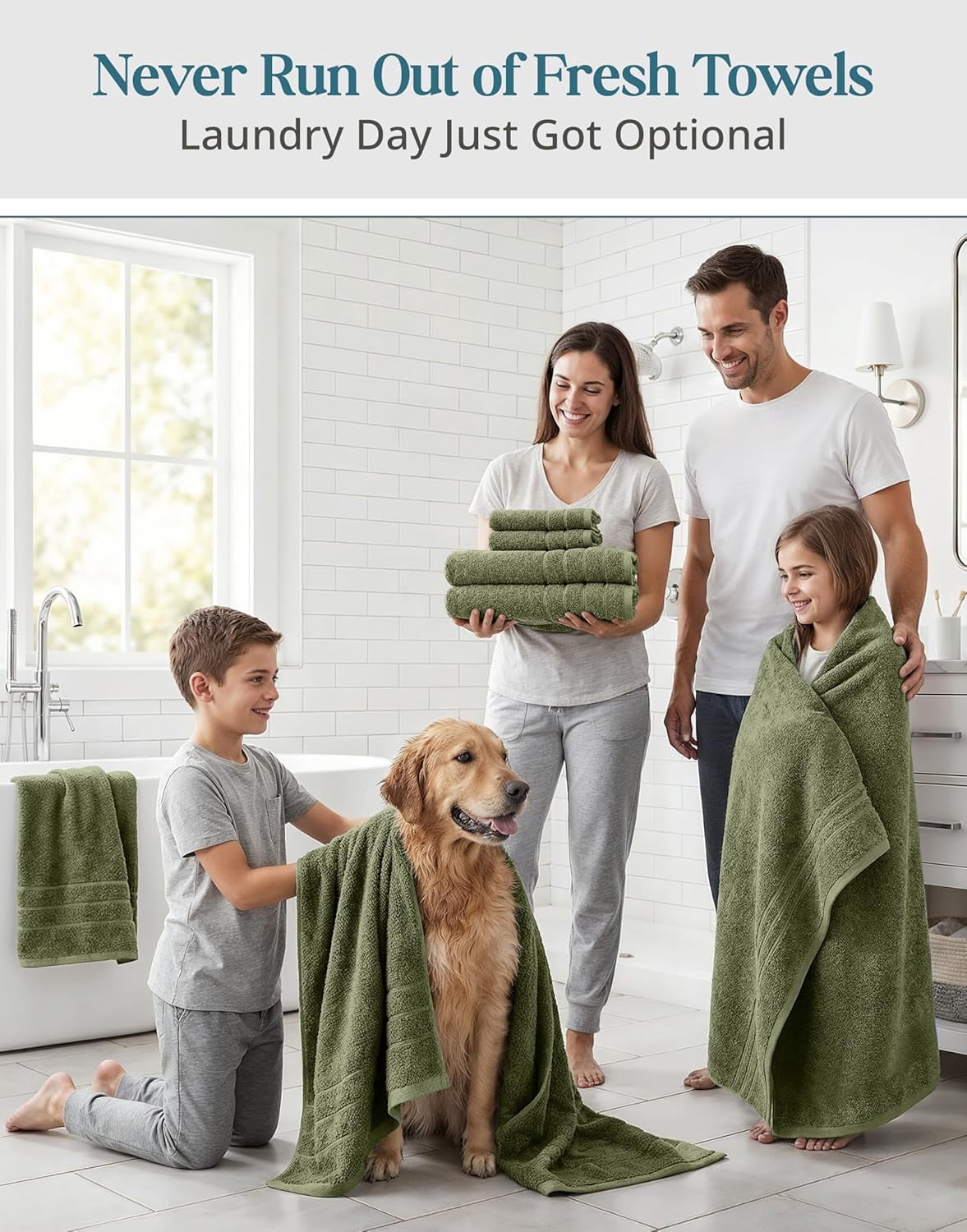 24-Piece Cotton Bath Towel Set cp-gallery: color=Oil Green; size=24 Piece Set