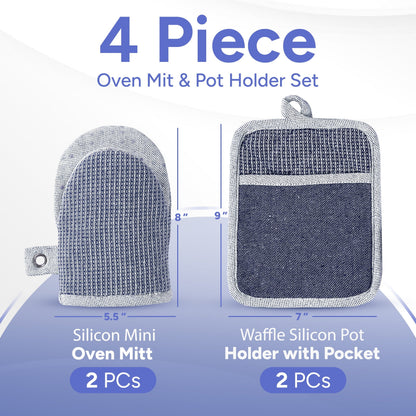 Kitchen Set - Oven Mitts, Pot Holders & Towels cp-gallery: color=Indigo; size=4 Piece Set
