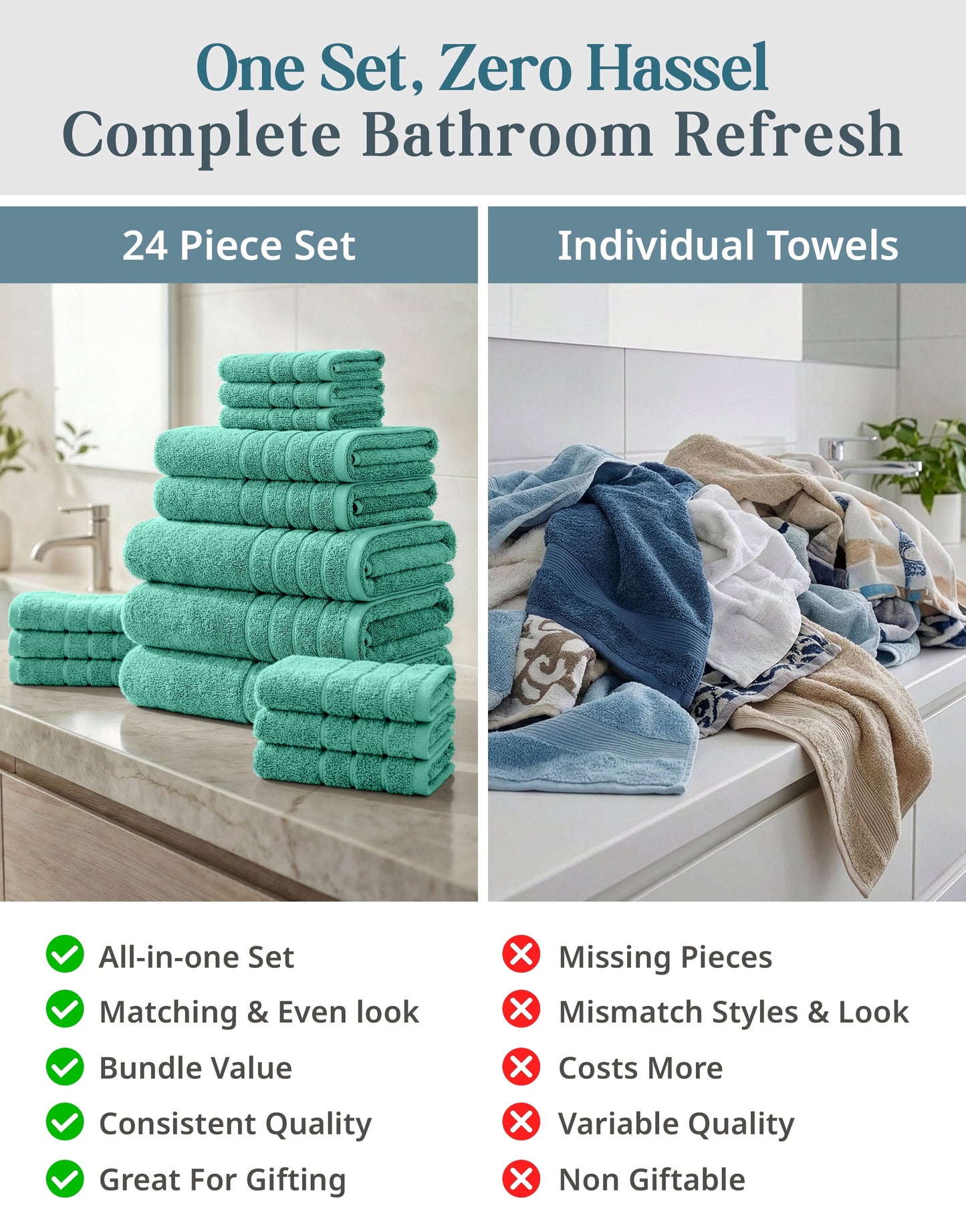 24-Piece Cotton Bath Towel Set cp-gallery: color=Teal; size=24 Piece Set