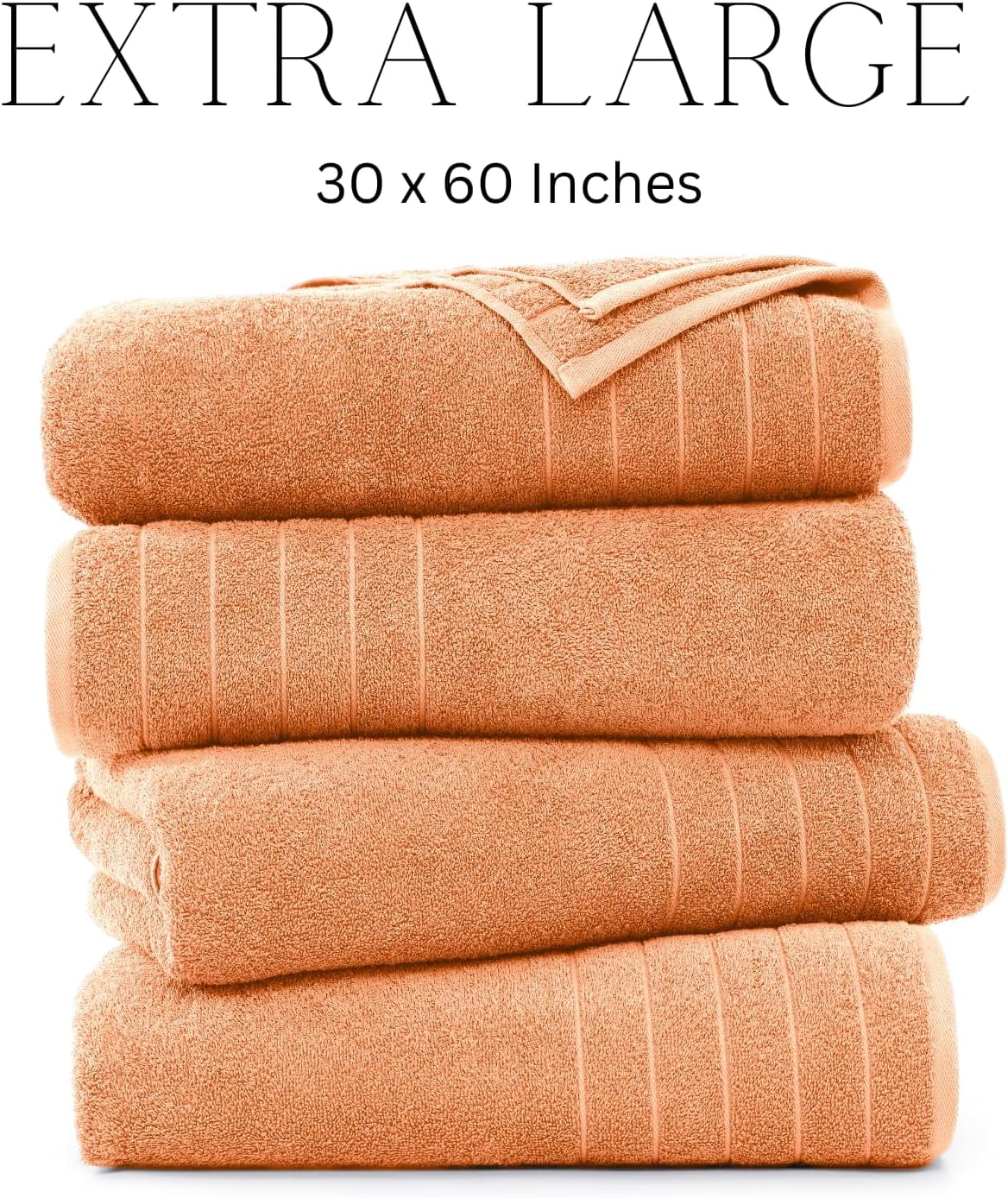 4-Piece Cotton Bath Towels Set cp-gallery: color=Peach Fuzz; size=4 Piece Set