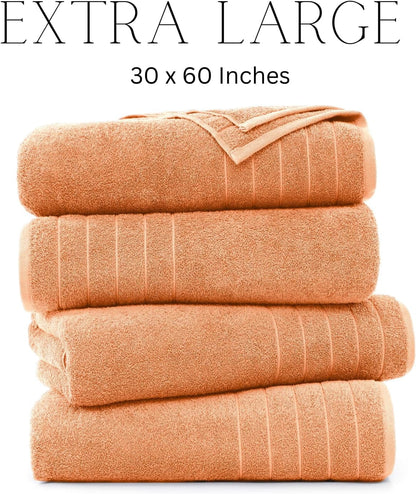 4-Piece Cotton Bath Towels Set cp-gallery: color=Peach Fuzz; size=4 Piece Set