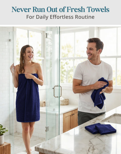 8-Piece Cotton Bath Towel Set cp-gallery: color=Navy; size=8 Piece Set