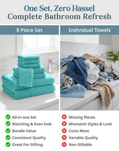 8-Piece Cotton Bath Towel Set cp-gallery: color=Aqua Sky; size=8 Piece Set