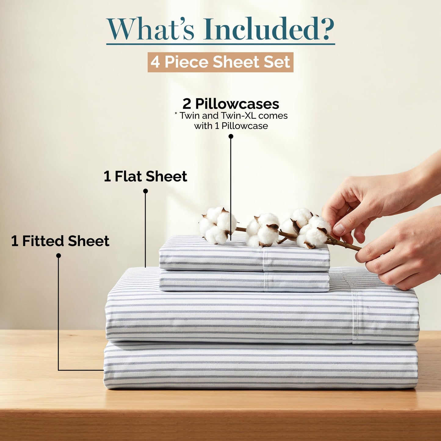 450 Thread Count Cotton Sheet Set cp-gallery: color=Ticking Stripe Cobalt Blue