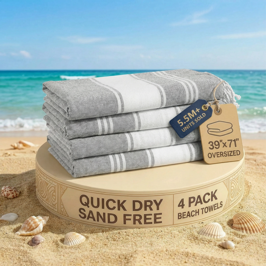 4 PIECE TURKISH BEACH TOWEL SET-ALLOY