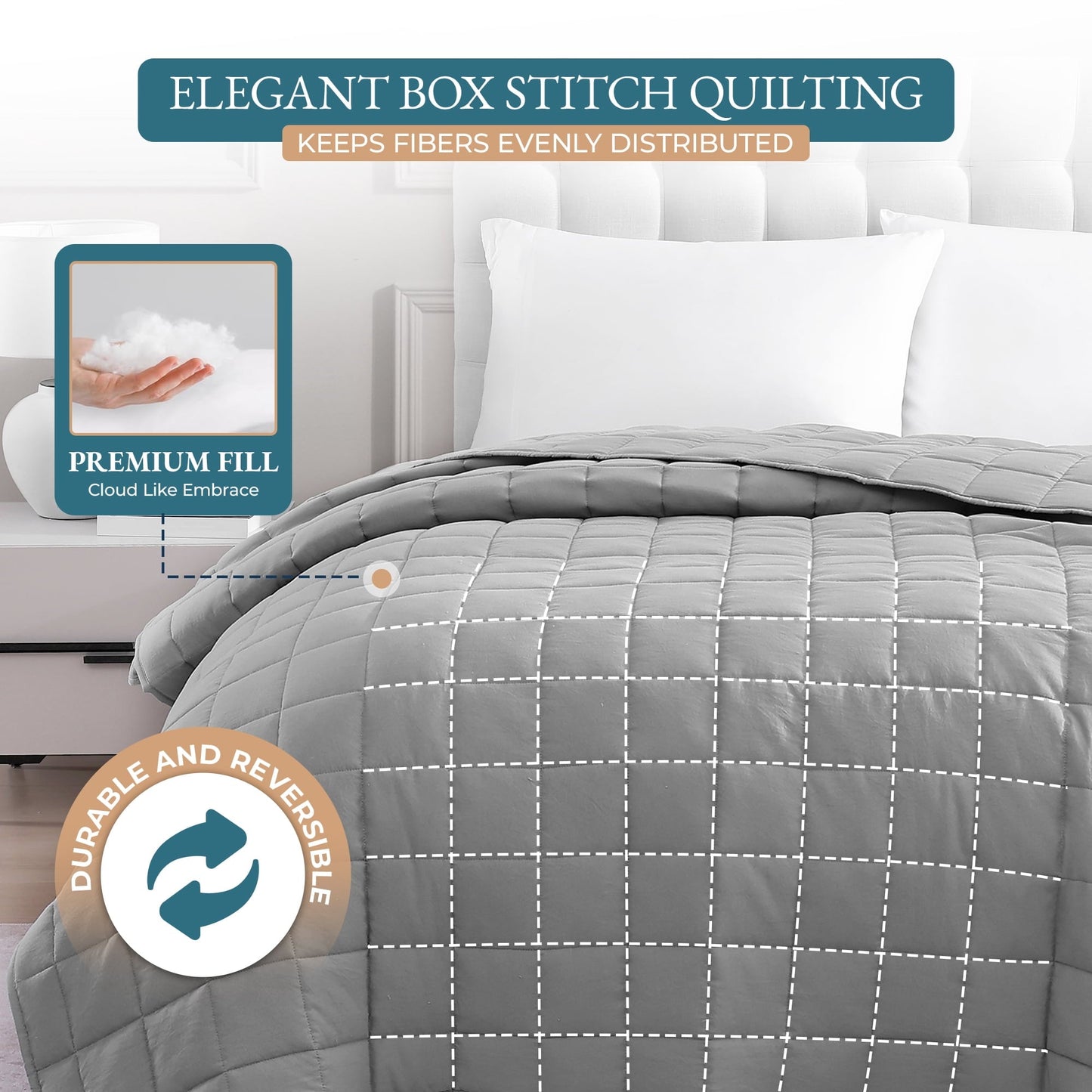 Quilted Bed Blanket cp-gallery: color=Silver