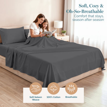 450 Thread Count Cotton Sheet Set cp-gallery: color=Charcoal